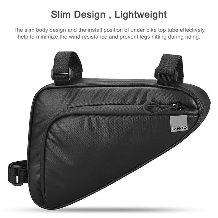 1.5L Black Triangle Bike Bag Durable Wax Polyester