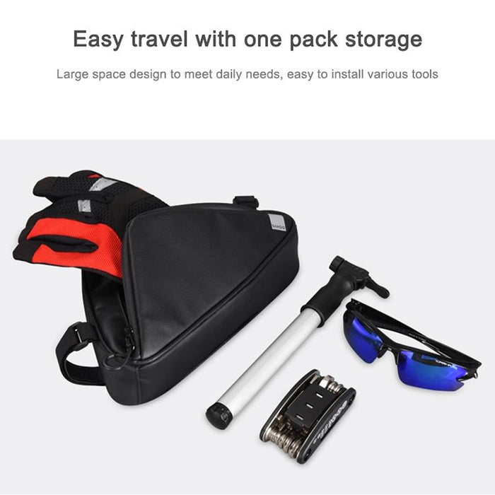 1.5L Black Triangle Bike Bag Durable Wax Polyester