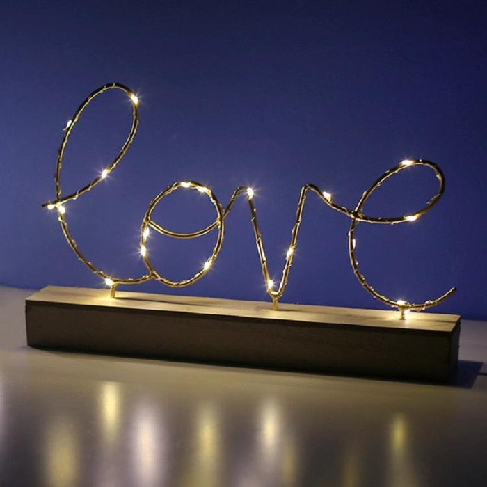 Minimalist Led Night Light For Bedroom Decor Wrought Iron & Wood Design Perfect Gift