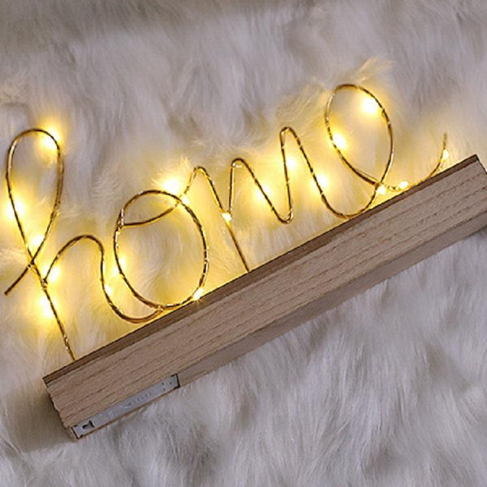 Minimalist Led Night Light For Bedroom Decor Wrought Iron & Wood Design Perfect Gift