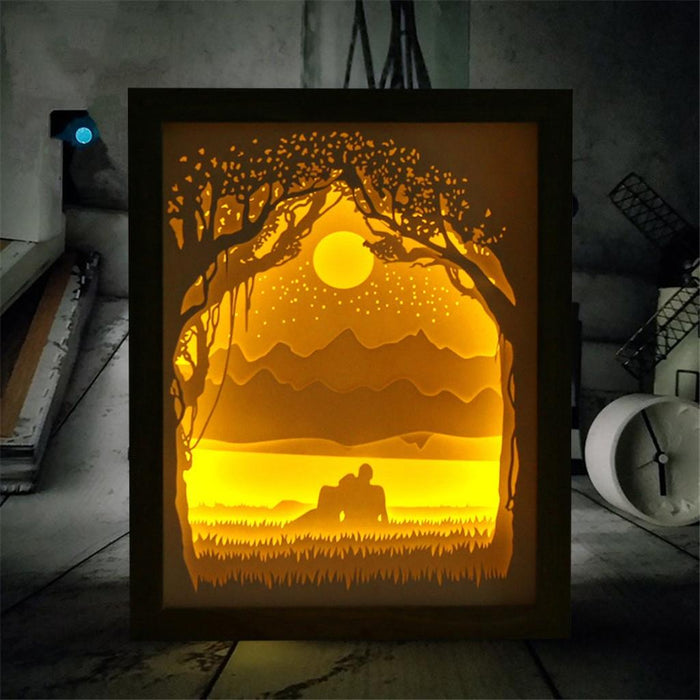 Romantic 3D Paper Carving Lamp Couple Night Light