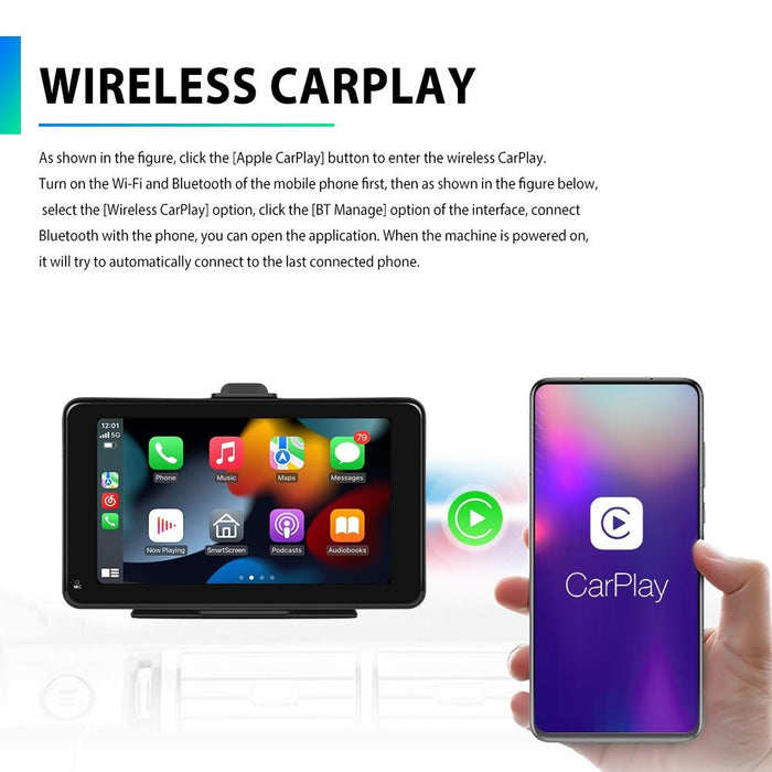 7 Inch Hd Smart Screen Carplay + Android Auto + Android - 64Gb