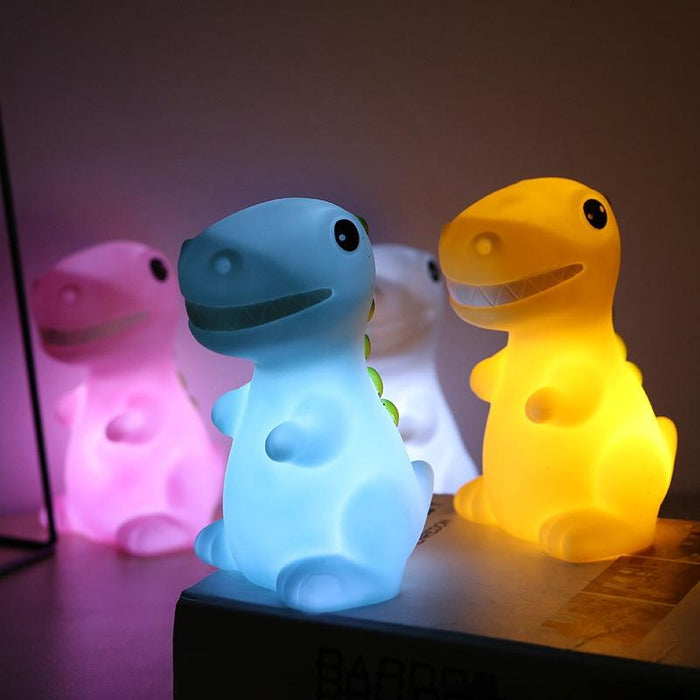 3-Piece Eco Silicone Led Dinosaur Night Light White