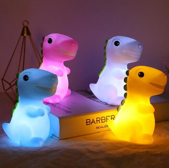 3-Piece Eco Silicone Led Dinosaur Night Light White