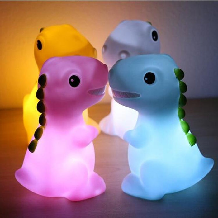 3-Piece Eco Silicone Led Dinosaur Night Light White