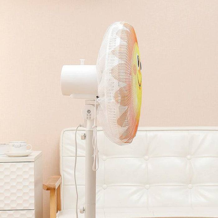 Cartoon Children Safety Electric Fan All-Inclusive Mesh Fan Protection Net Anti-Pinch Hand Cover - Size 16 Inch