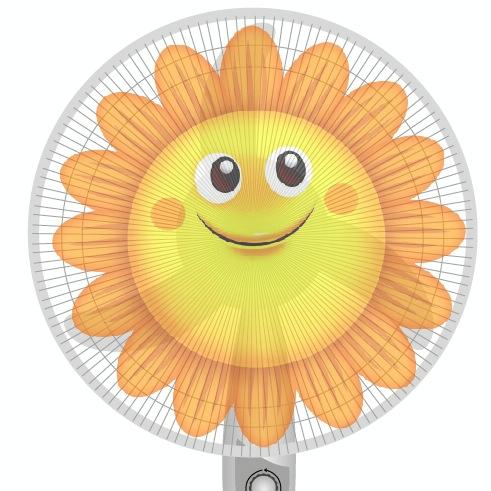 Cartoon Children Safety Electric Fan All-Inclusive Mesh Fan Protection Net Anti-Pinch Hand Cover - Size 16 Inch