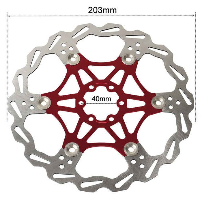 203Mm Red Mountain Bike Brake Disc With Six Nails