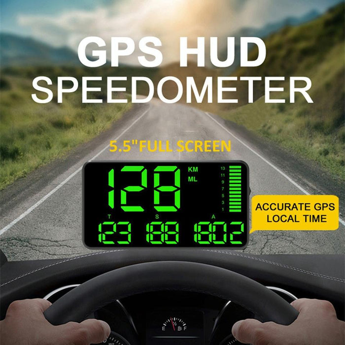 Universal 5.5 Inch Hud Car Head Up Display Gps Speed Meter & Alarm