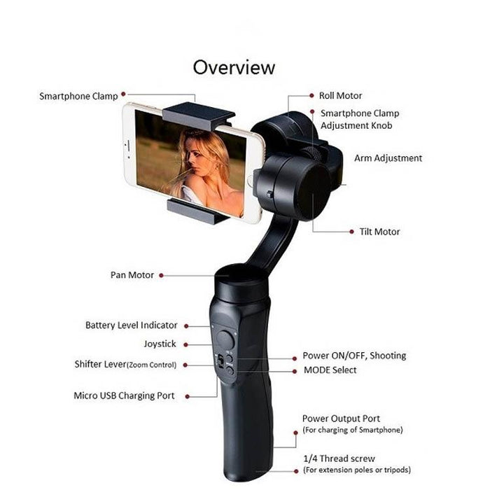 H4 Three-Axis Handheld Gimbal Stabilizer For Shooting Stable Anti-Shake Balance Camera Live Support