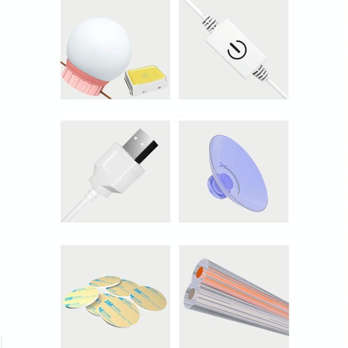 Dimmable Usb Touch Makeup Mirror Light 2 Leds