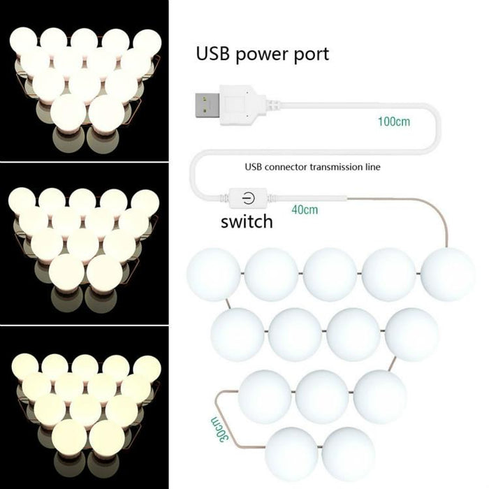 6-Led Dimmable Makeup Mirror Light Usb Touch Control