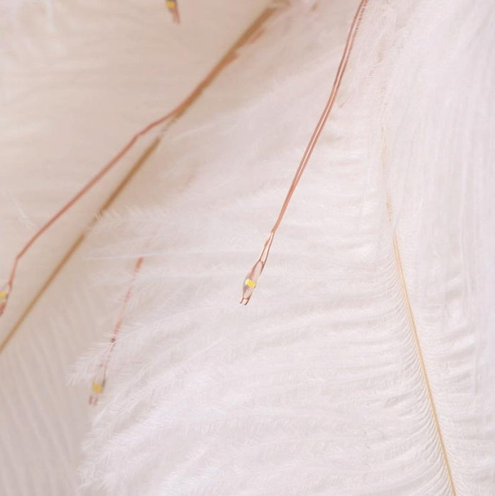 Feather Table Lamp With Led Night Light Wrought Iron & Copper Wire