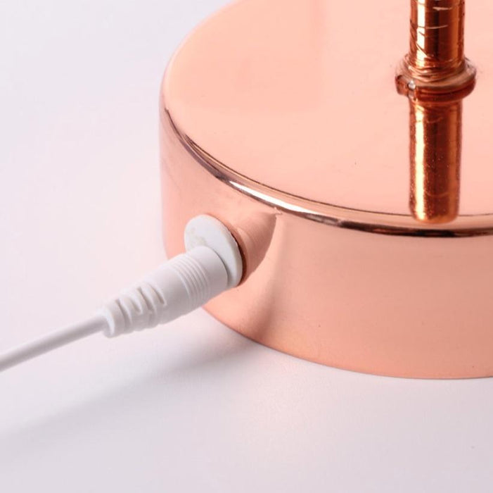 Feather Table Lamp With Led Night Light Wrought Iron & Copper Wire