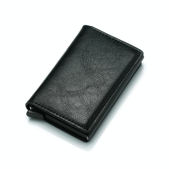 Anti Magnetic Rfid Leather Metal Wallet Universal Fit Black