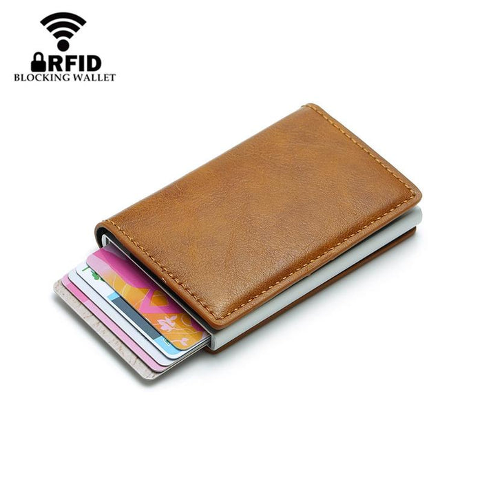 Anti Magnetic Rfid Leather Metal Wallet Universal Fit Black