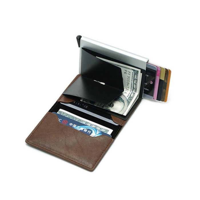 Anti Magnetic Rfid Leather Metal Wallet Universal Fit Black
