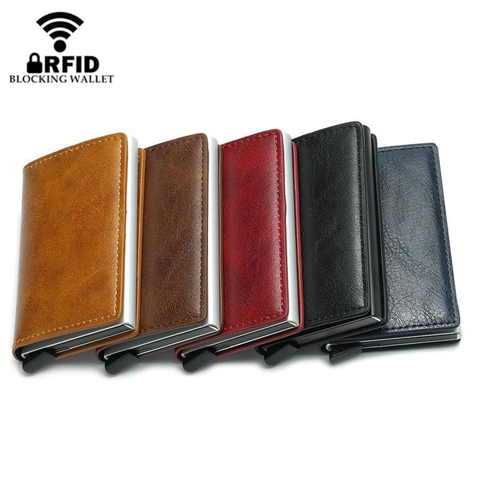 Anti Magnetic Rfid Leather Metal Wallet Universal Fit Black