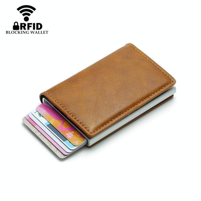 Anti Magnetic Rfid Leather Metal Wallet Universal Fit Black