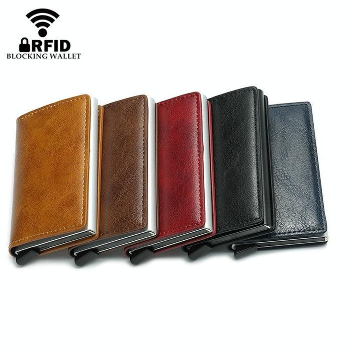 Anti Magnetic Rfid Leather Metal Wallet Universal Fit Black