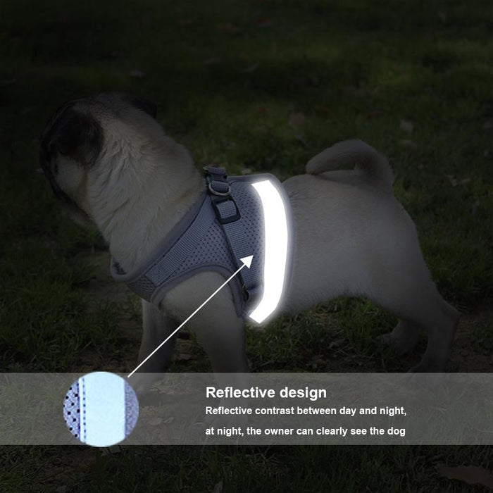 Xl Reflective Mesh Dog Vest With Adjustable Leash