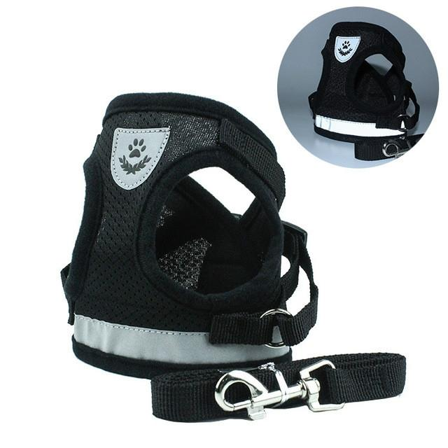 Xl Reflective Mesh Dog Vest With Adjustable Leash