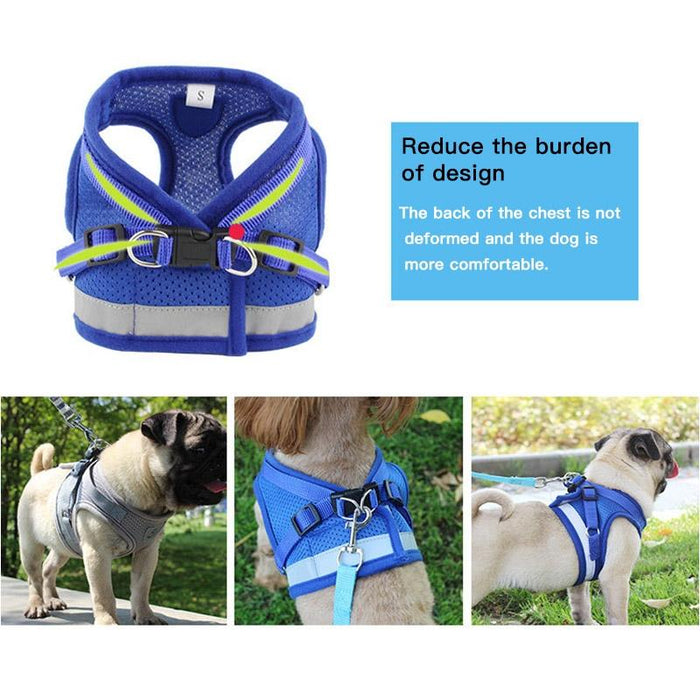 Xl Reflective Mesh Dog Vest With Adjustable Leash