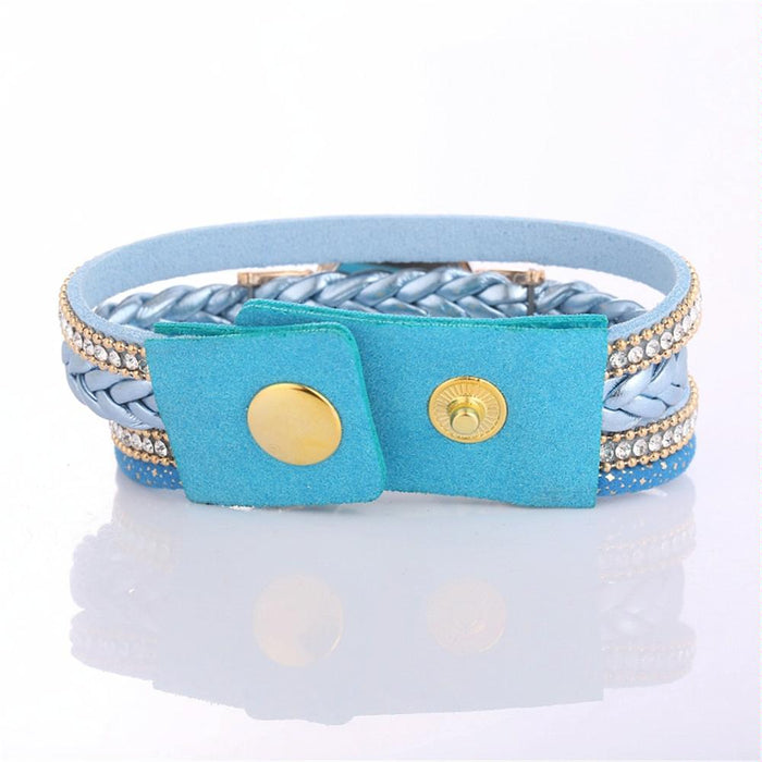 Duoya D249 Woven Twisted Pearls Round Analog Quartz Wrist Bracelet Watch For Women Beige