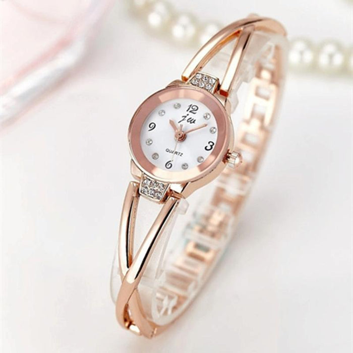 2 Pcs Steel Belt Diamond Mirror Digital Scale Quartz Bracelet Watch For Women