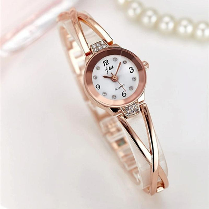 2 Pcs Steel Belt Diamond Mirror Digital Scale Quartz Bracelet Watch For Women