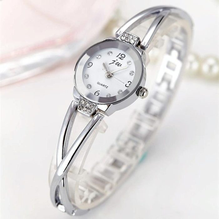 2 Pcs Steel Belt Diamond Mirror Digital Scale Quartz Bracelet Watch For Women
