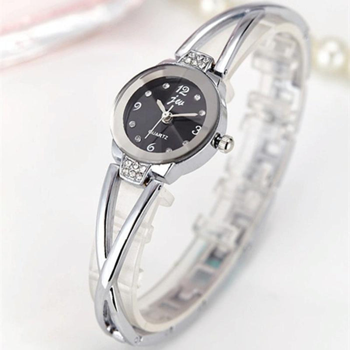 2 Pcs Steel Belt Diamond Mirror Digital Scale Quartz Bracelet Watch For Women