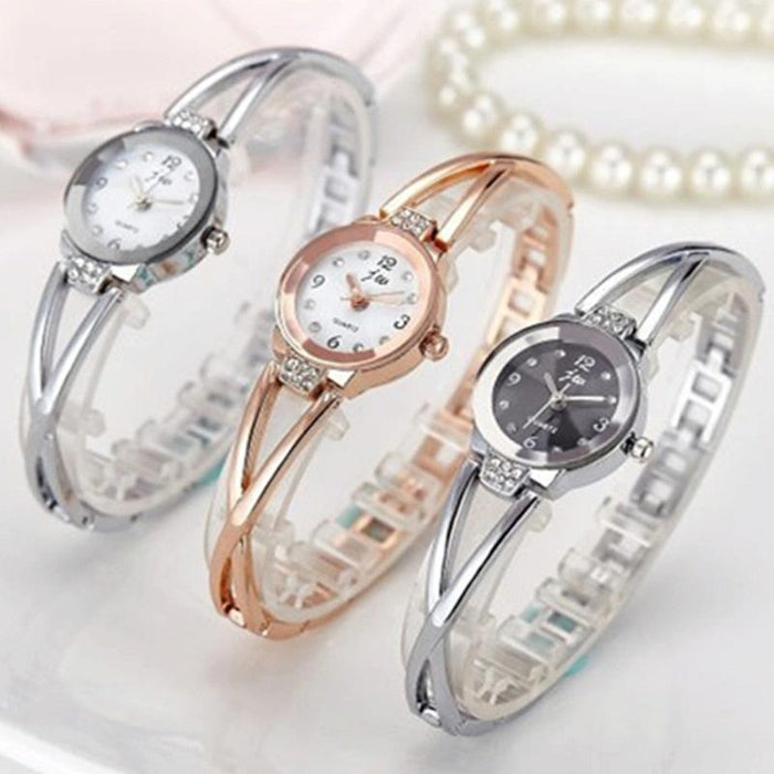 2 Pcs Steel Belt Diamond Mirror Digital Scale Quartz Bracelet Watch For Women