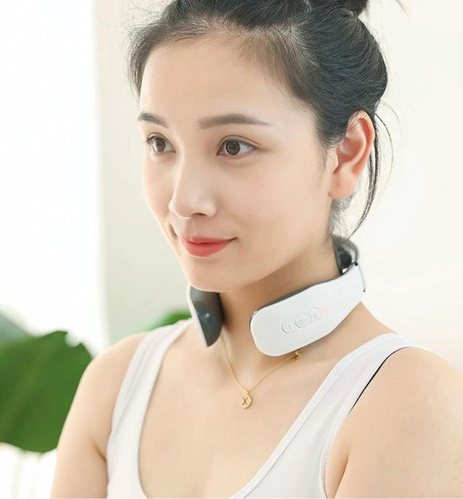 Remote Heating Neck Massager With Electromagnetic Pulse And Heat