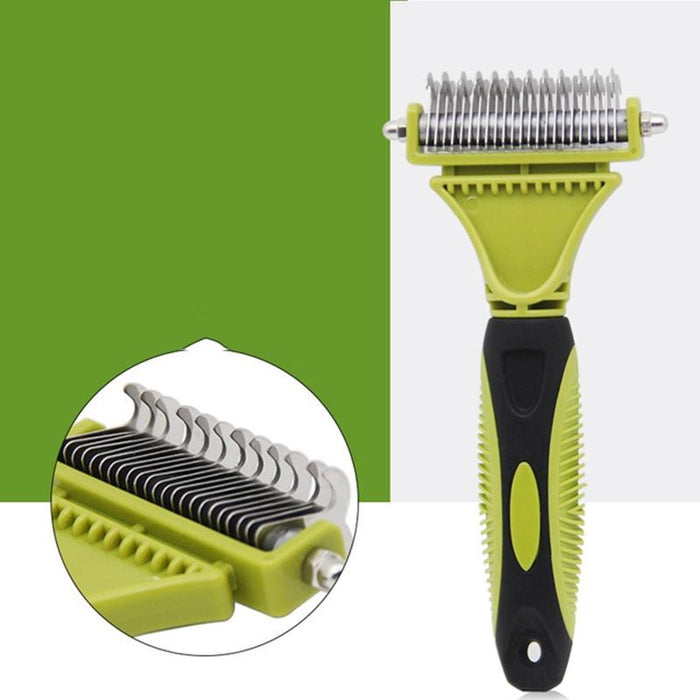 Double Sided Pet Grooming Comb For Cats And Dogs Green