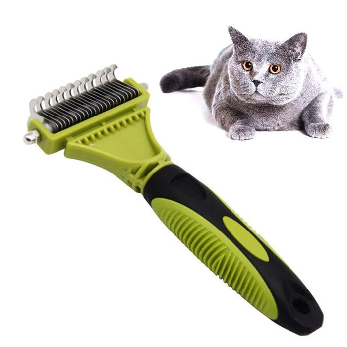 Double Sided Pet Grooming Comb For Cats And Dogs Green