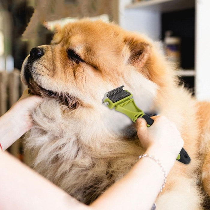 Double Sided Pet Grooming Comb For Cats And Dogs Green