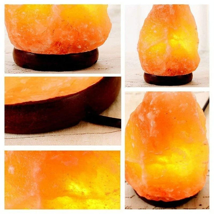 Usb Himalayan Salt Desk Lamp With Wood Base & Colourful Light 2-3Kg
