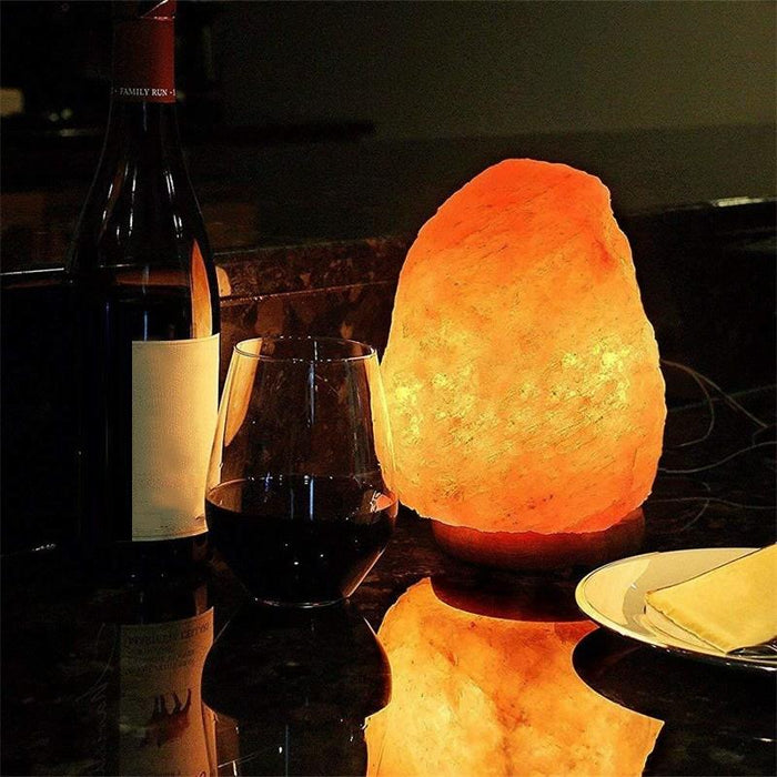 Usb Himalayan Salt Desk Lamp With Wood Base & Colourful Light 2-3Kg