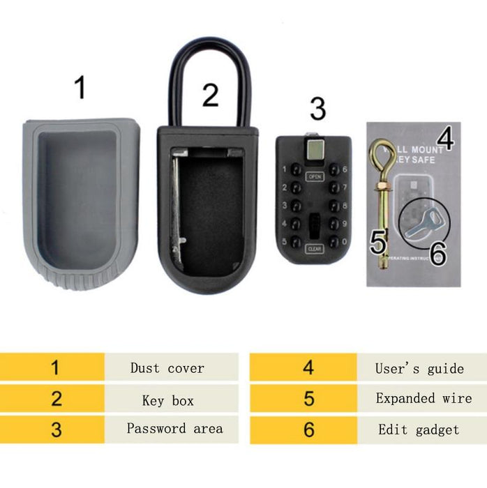 Outdoor Wall Mounted Key & Password Lock Box Easy Install Secure