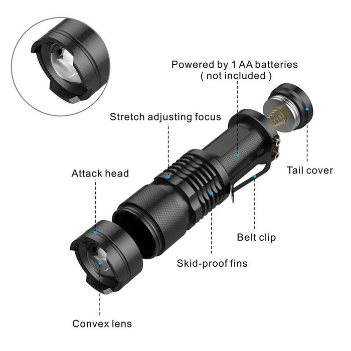 Rechargeable Outdoor Led Zoom Flashlight Single