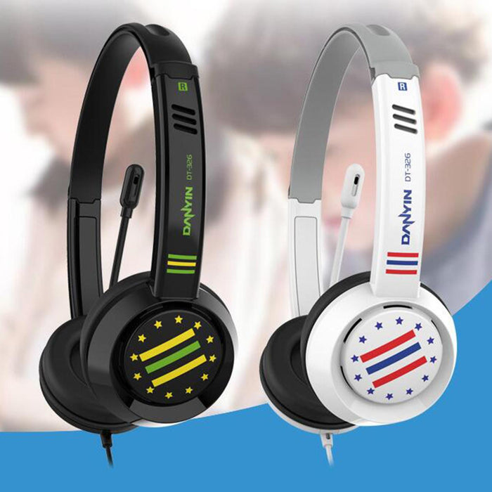 Head-Mounted Children'S Learning Headset With Mic 1.8M Cable Single Hole 4 Levels