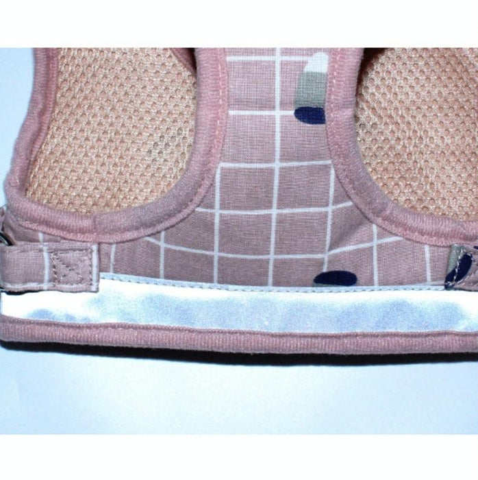 Reflective Breathable Pet Vest Leash Size S Gray Grid