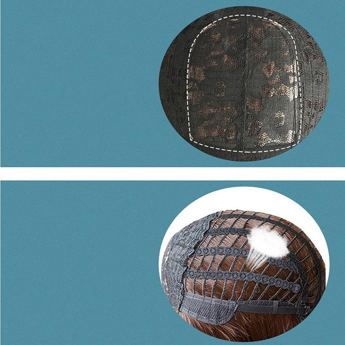 Long Straight Hair Air Bangs Wig Set Honey Tea