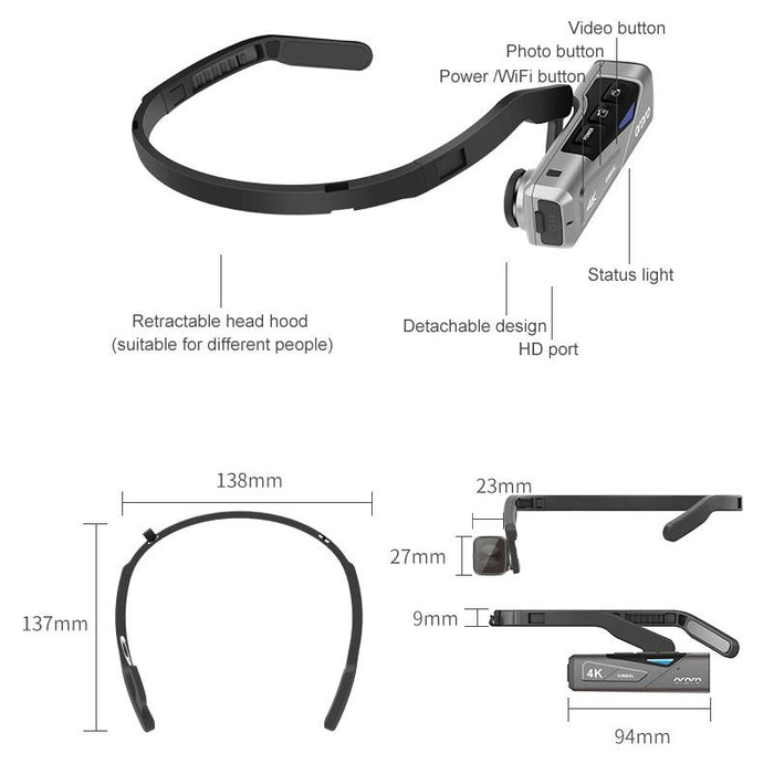 4K Head-Mounted Auto Focus Sports Camera With Remote Control