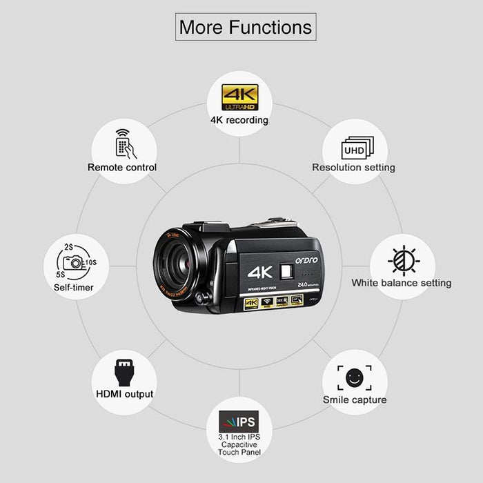 3.1 Inch 4K Full Hd Wifi Camcorder With Night Vision