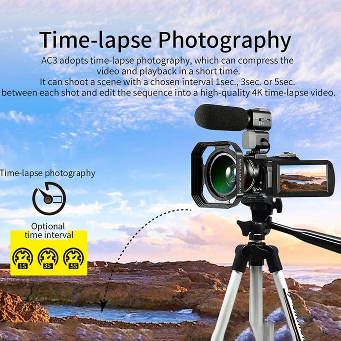 3.1 Inch 4K Full Hd Camcorder With Wifi Night Vision & Mic