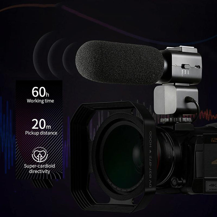 4K Night Vision Wifi Camcorder With 12X Zoom  &  Mic