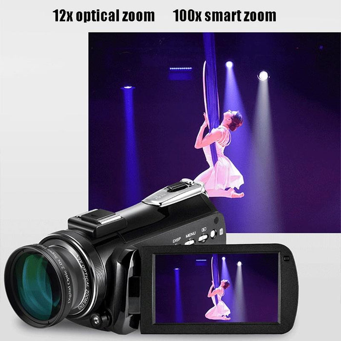 4K Night Vision Wifi Camcorder With 12X Zoom & Mic