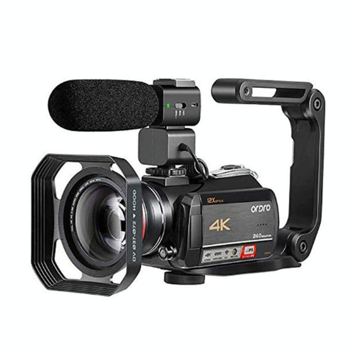 4K Night Vision Wifi Camcorder With 12X Zoom  &  Mic  &  Stand